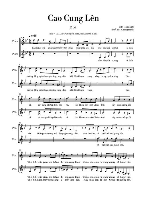 Sheet Music PDF for Cao Cung Lên Sheet Piano