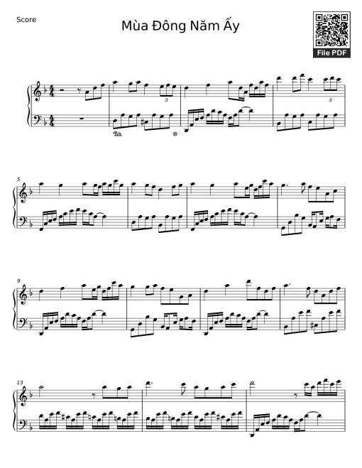 Sheet Music PDF for Mùa Đông Năm Ấy Sheet Piano
