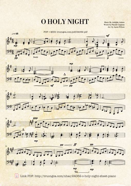 O Holy Night Sheet Piano