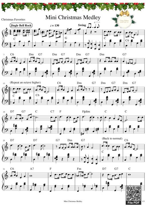 Sheet Music PDF for Mini Christmas Medley Sheet Piano