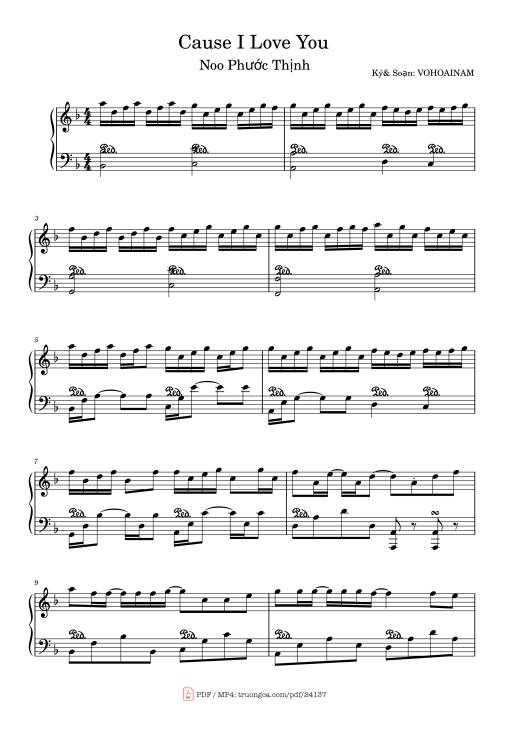 Sheet Music PDF for Cause I Love You Sheet Piano