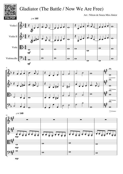 Gladiator (The Battle / Now We Are Free) Sheet Violin