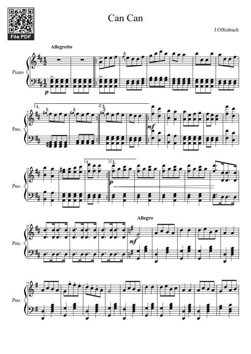 Sheet Music PDF for Can Can Sheet Piano