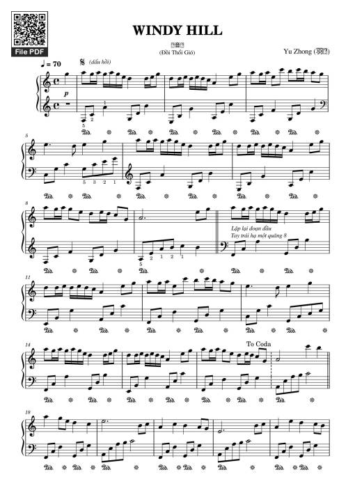 Sheet Music PDF for WINDY HILL Sheet Piano