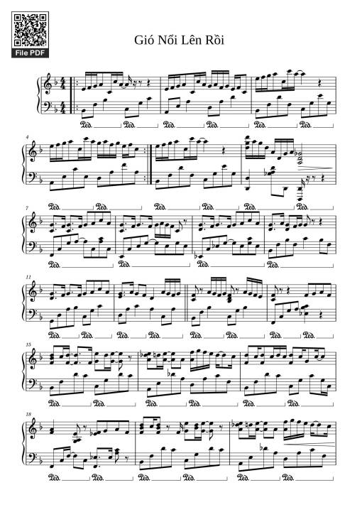 Sheet Music PDF for Gió Nổi Lên Rồi Sheet Piano