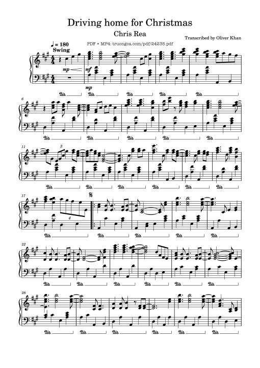 Sheet Music PDF for Driving home for Christmas Sheet Piano