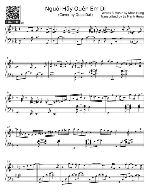 Sheet Music PDF for Người Hãy Quên Em Di Sheet Piano