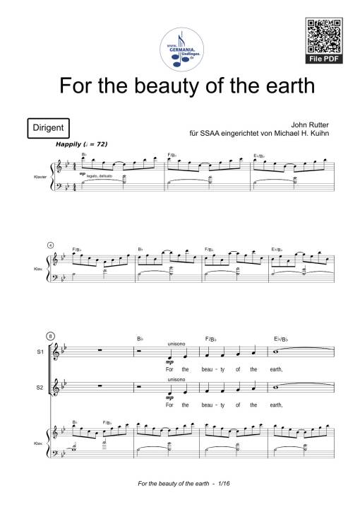 For the beauty of the earth Sheet Piano