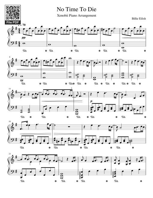 Sheet Music PDF for No Time To Die Sheet Piano