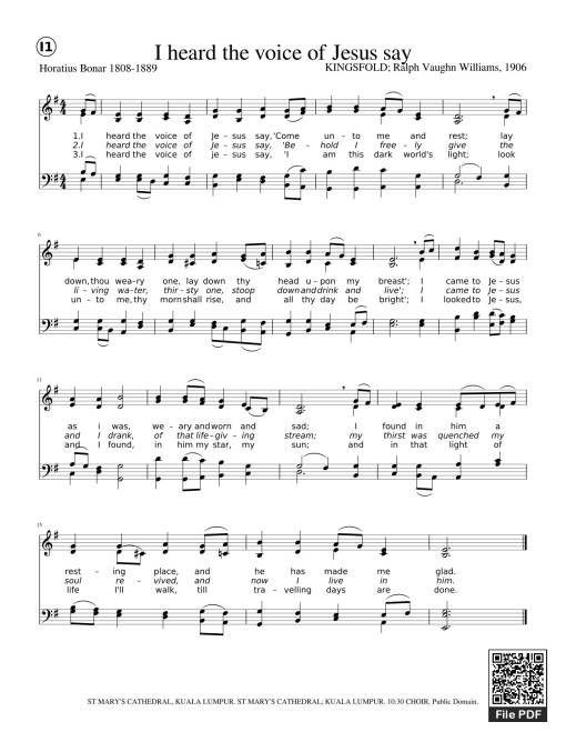 Sheet Music PDF for I heard the voice of Jesus say (SATB)
