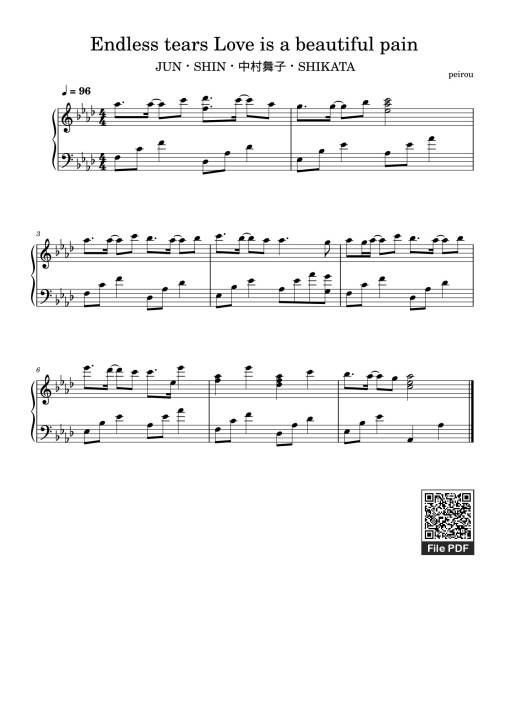 Sheet Music PDF for Endless tears Love is a beautiful pain Sheet Piano