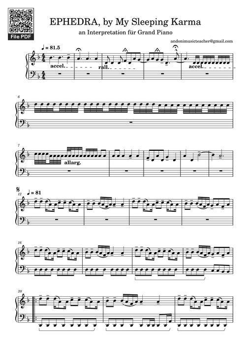 EPHEDRA, by My Sleeping Karma Sheet Piano