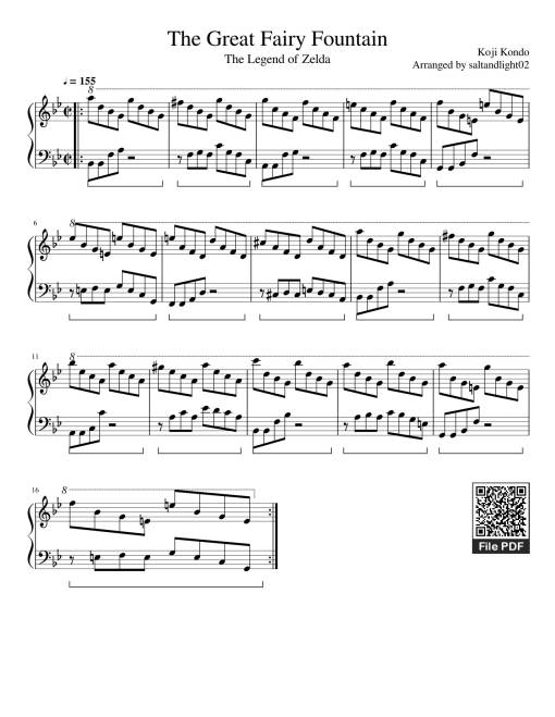 Sheet Music PDF for The Great Fairy Fountain Sheet Piano
