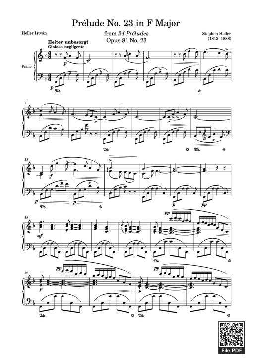 Sheet Music PDF for Prélude No. 23 in F Major Sheet Piano