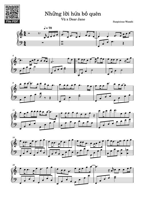 Sheet Music PDF for Những lời hứa bỏ quên Sheet Piano