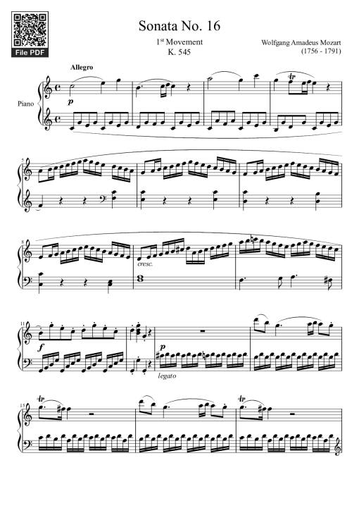 Sonata No. 16 Sheet Piano