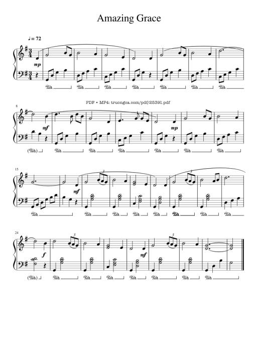 Sheet Music PDF for Amazing Grace Piano Basic