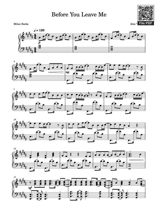 Sheet Music PDF for Before You Leave Me Piano
