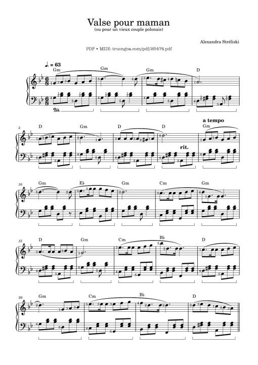 Sheet Music PDF for Valse pour maman (ou pour un vieux couple polonais) Piano