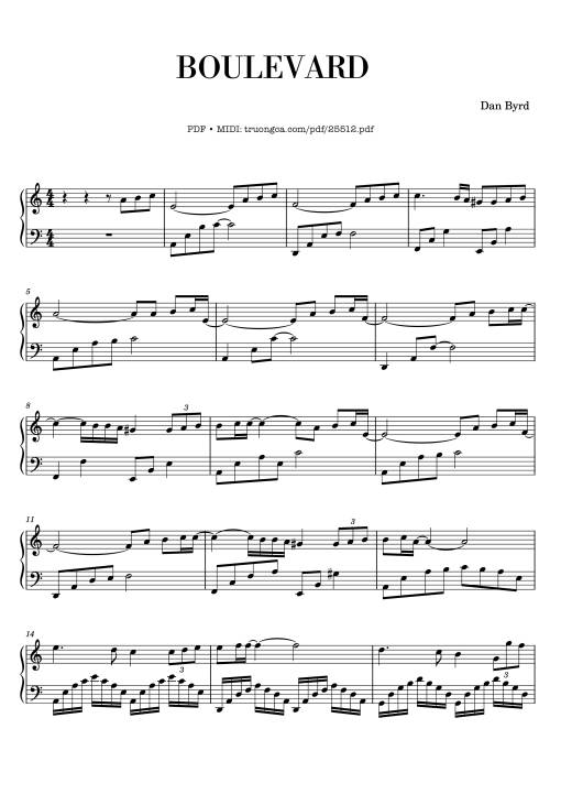 Sheet Music PDF for Boulevard Piano