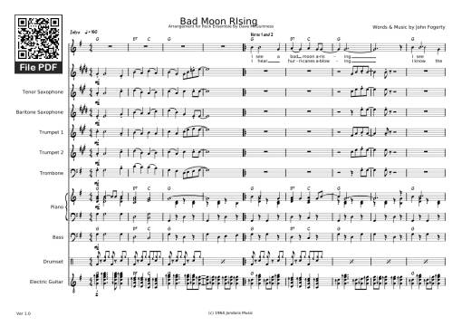Sheet Music PDF for Bad Moon RIsing Piano