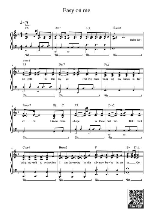 Sheet Music PDF for Easy on me Piano