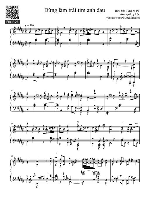 Sheet Music PDF for Đừng làm trái tim anh đau Piano