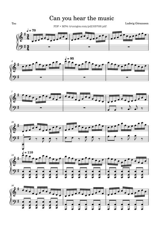 Can You Hear The Music Piano Easy