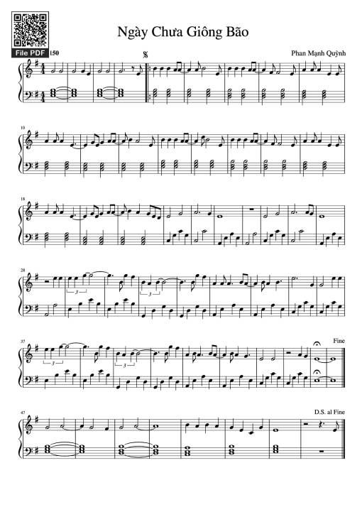 Sheet Music PDF for Ngày Chưa Giông Bão Piano
