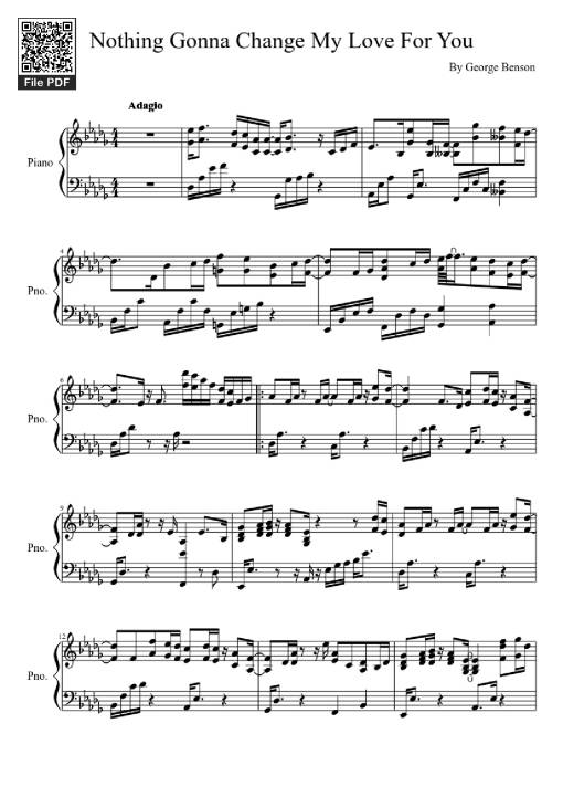 Sheet Music PDF for Nothing Gonna Change My Love For You Piano