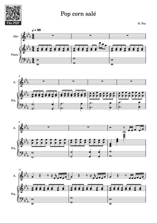 Pop corn salé Piano