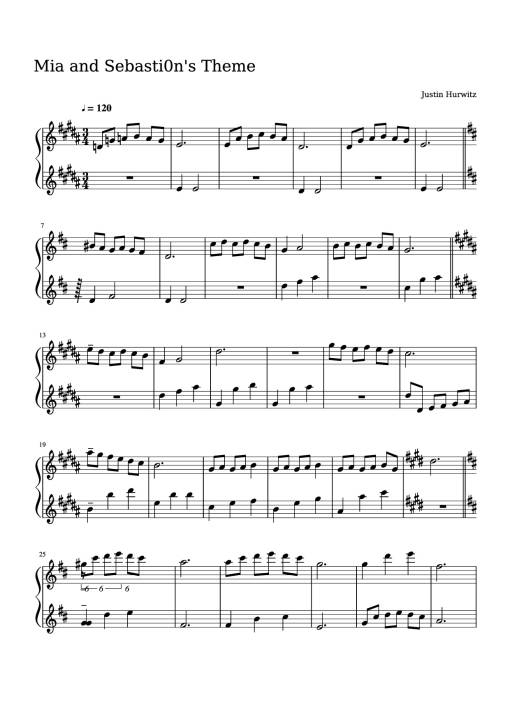 Sheet Music PDF for Mia and Sebasti0n's Theme Piano