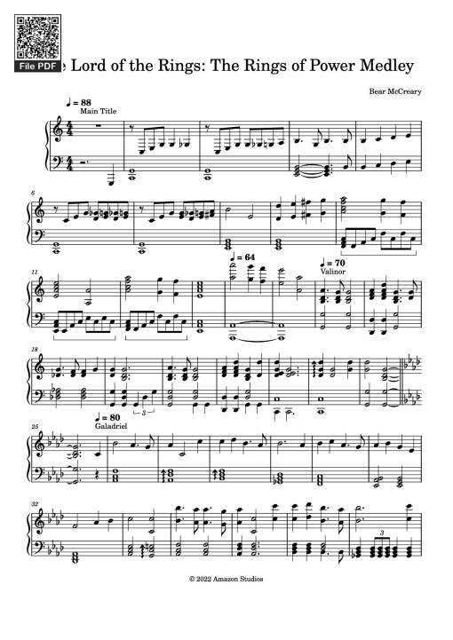 The Lord of the Rings: The Rings of Power Medley Piano