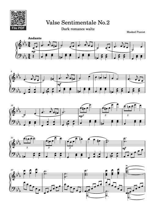 Sheet Music PDF for Valse Sentimentale No.2 Piano