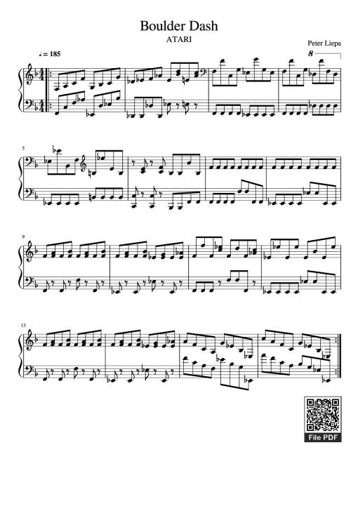 Sheet Music PDF for Boulder Dash Piano