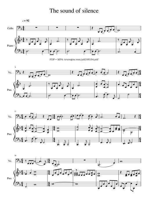 The sound of silence Piano - Cello Violin