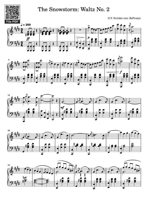 Sheet Music PDF for The Snowstorm: Waltz No. 2 Piano