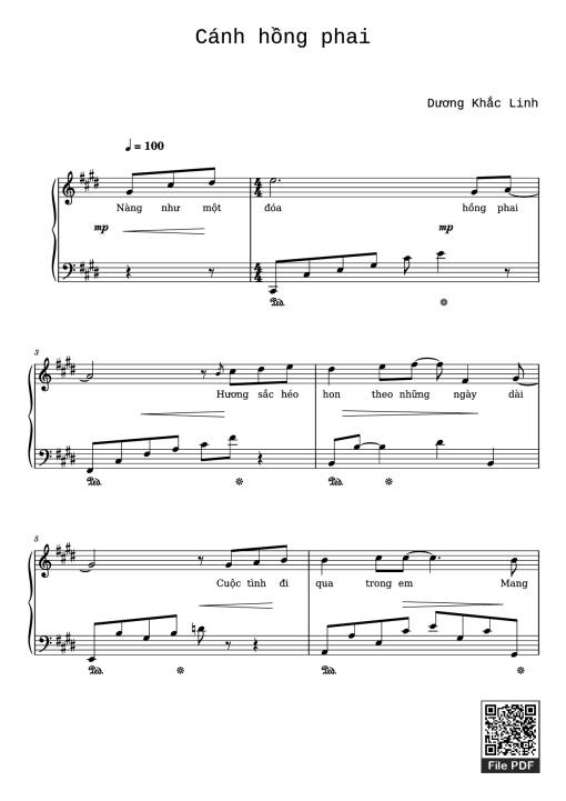 Sheet Music PDF for Cánh hồng phai Piano