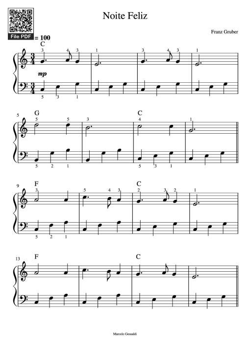 Sheet Music PDF for Noite Feliz Piano