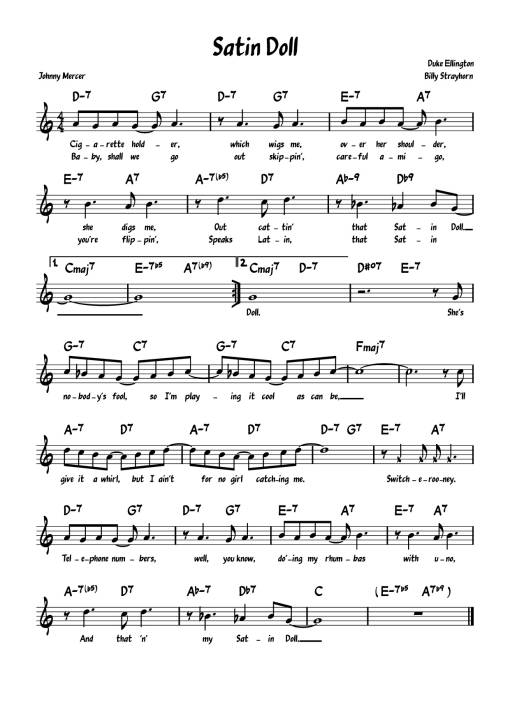 Sheet Music PDF for Satin Doll Piano