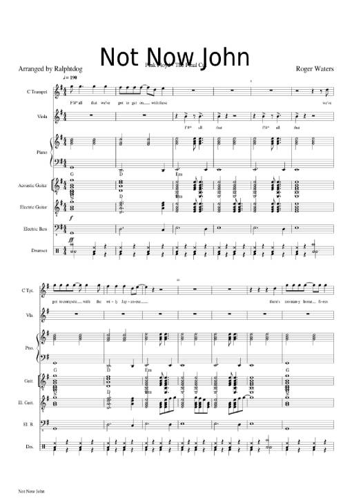 Sheet Music PDF for Not Now John Piano