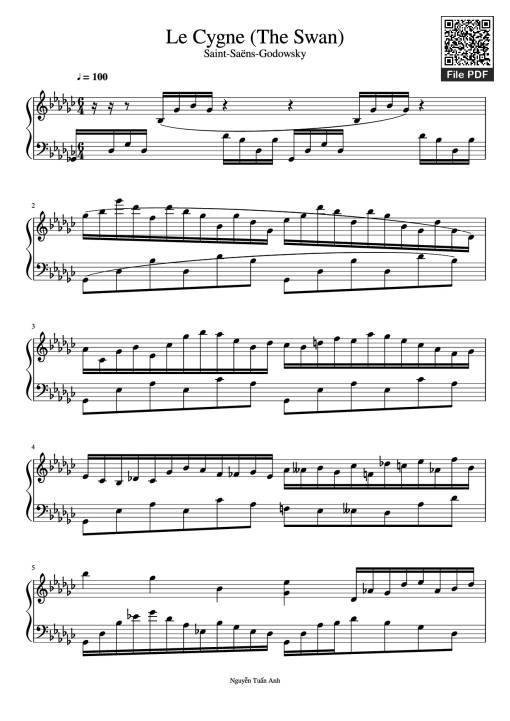 Sheet Music PDF for Le Cygne (The Swan) Saint-Saëns-Godowsky Piano