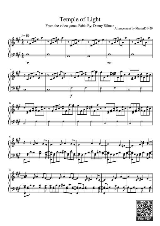Sheet Music PDF for Temple of Light Piano