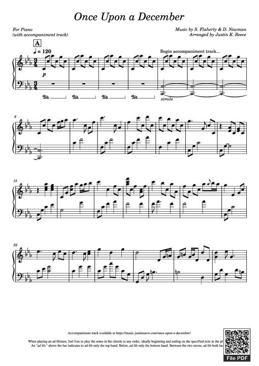 Sheet Music PDF for Once Upon a December Piano