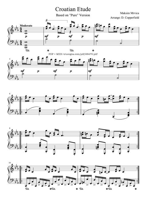 Sheet Music PDF for Croatian Etude Piano