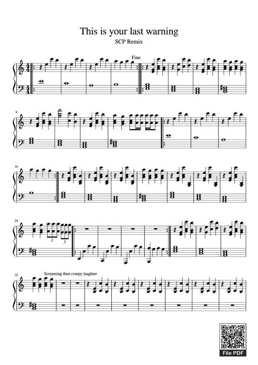 Sheet Music PDF for This is your last warning Piano