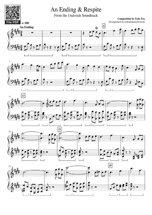 Sheet Music PDF for An Ending & Respite Piano