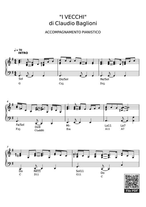 I VECCHI di Claudio Baglioni Piano