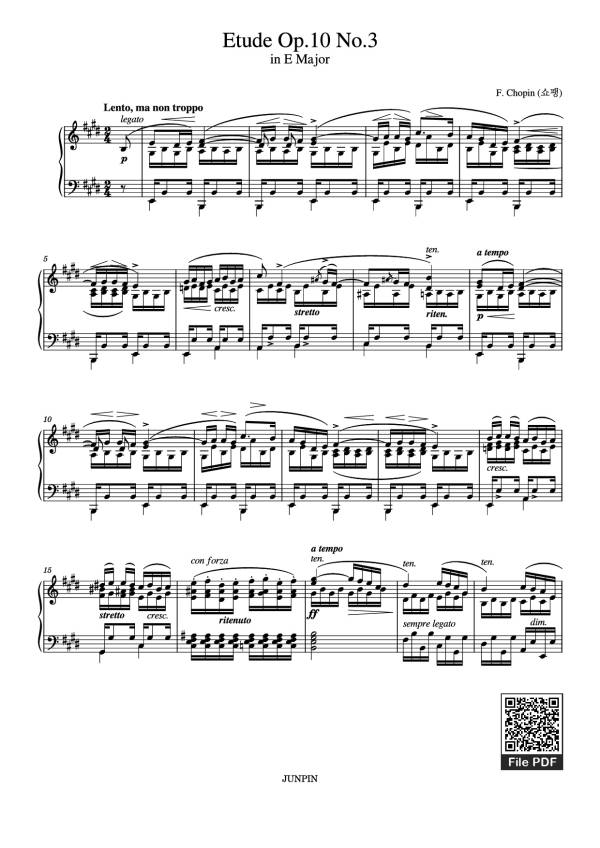 Sheet Music PDF for Etude Op.10 No.3 in E Major