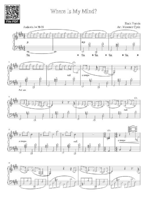 Sheet Music PDF for Where Is My Mind? Piano